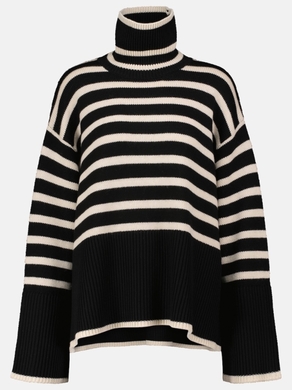 TOTEME Striped wool-blend turtleneck sweater- beige